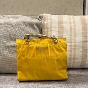 Authentic Prada Vibrant Yellow Tote with Logo Detail